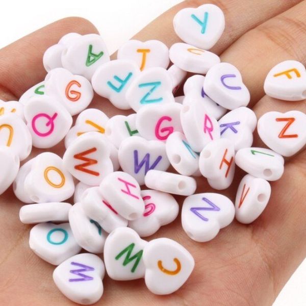 Letras Acrilicas Corazon Multicolor 7mm Bisucrea