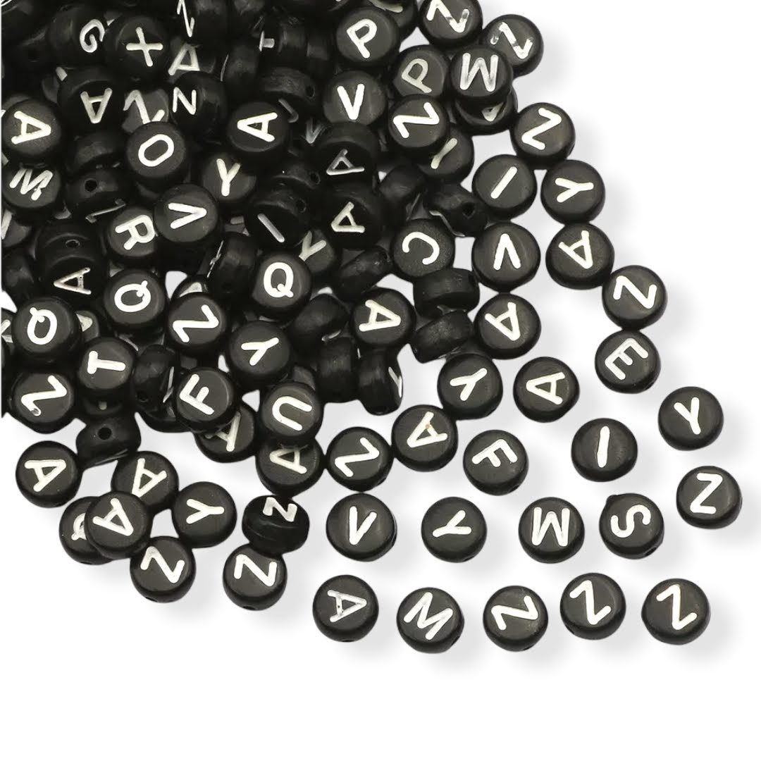 Letras Acrilicas Redondas Negras 7mm Bisucrea