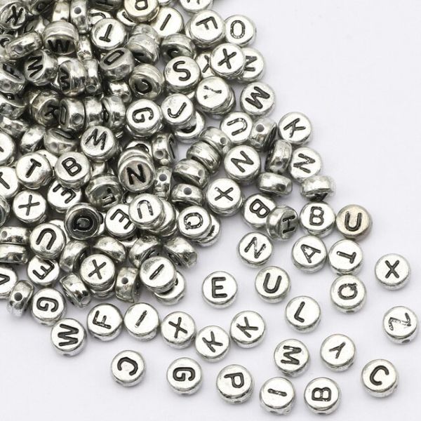 Letras Acrilicas Redondas Plateadas 7mm Bisucrea